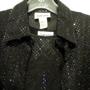 Graff 2 Piece Black Sequin Tank and Blouse Sz S